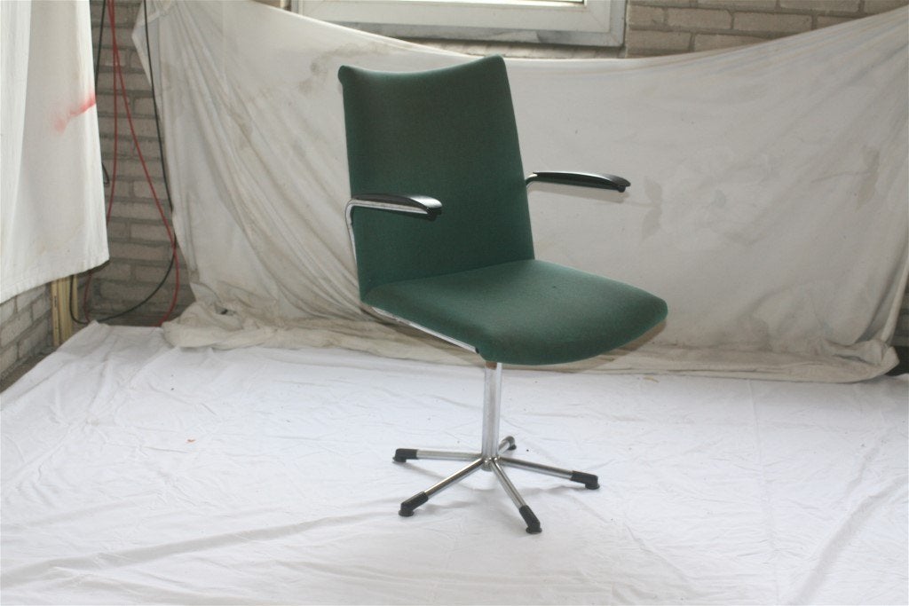 Jaren '60 Vintage De Wit Chroom Bureaustoel 3314 Groen, Ophalen, Gebruikt, Bestaat niet meer, Gebr. de Wit Schiedam