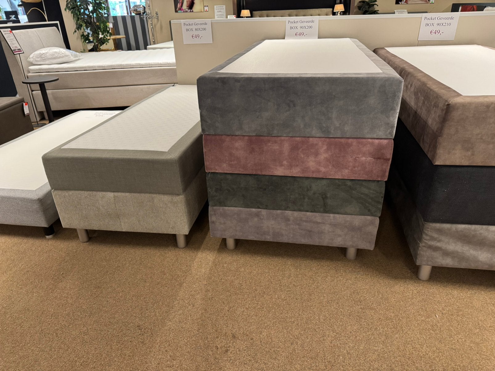 1-Persoons Pocket geveerde Boxspring onderstellen €49-, Ophalen, #Boxspring#1-Persoons#Onderstel#Direct#Slapen, 90 cm, Eenpersoons