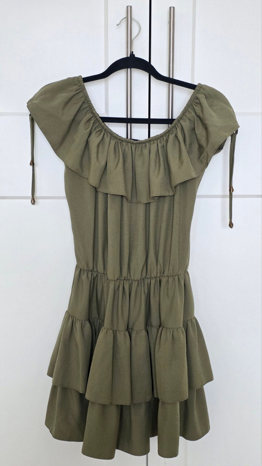 Leuke groene jurk S/M, Kleding | Dames, Jurken, Gedragen, Maat 36 (S), Groen, Boven de knie, Ophalen of Verzenden