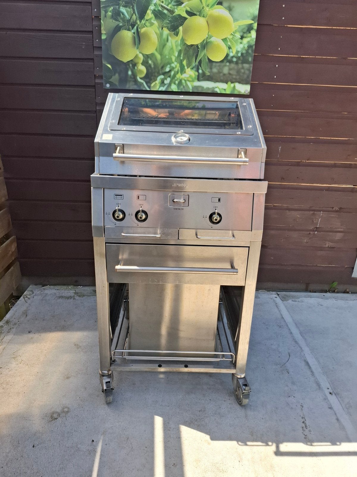 Smeg BBQ Grill met Rotisserie en Zijtafels, Ophalen, Gebruikt, Smeg