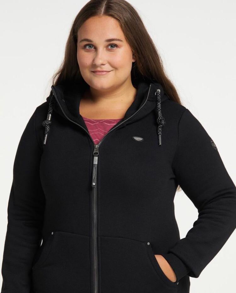 Ragwear curvy vest zwart met capuchon nieuw NESKA PLUS mt 50, Ragwear, Ragwear, Zwart, Trui of Vest