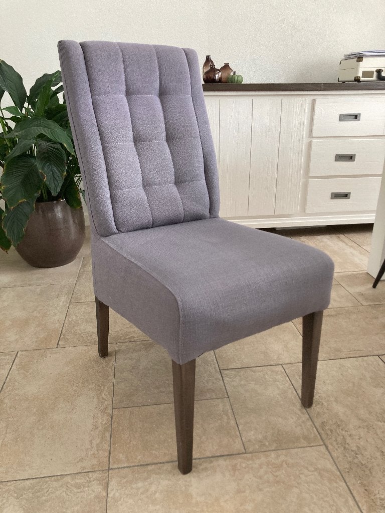 6 eetkamerstoelen, Ophalen, Gebruikt, Stof, Grijs