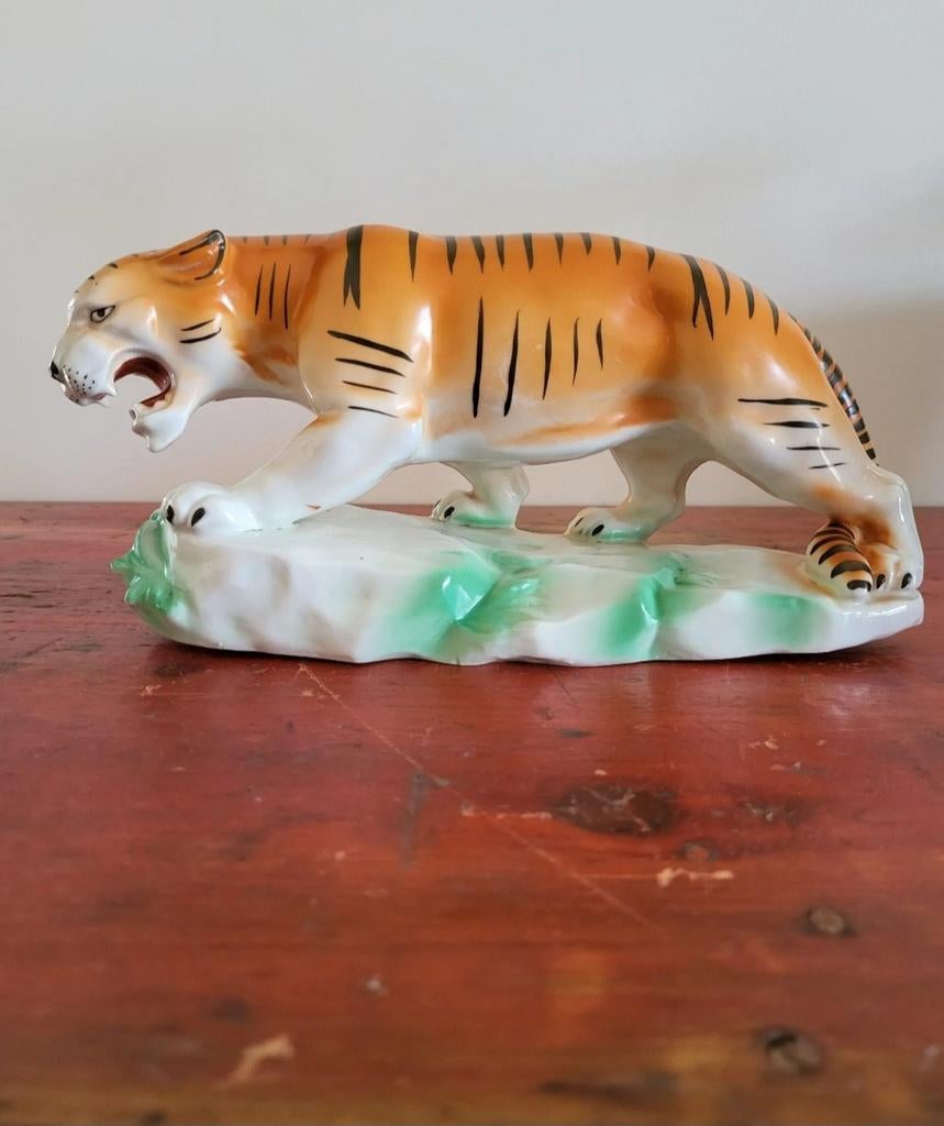 Tijger beeld keramiek, Ophalen of Verzenden, Zo goed als nieuw, Dier