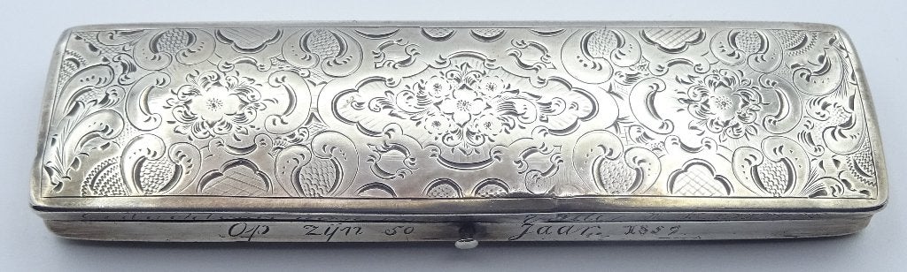 Antiek, Hollands zilver, brillenkoker met bril. 175,00 euro., Ophalen of Verzenden, Zilver