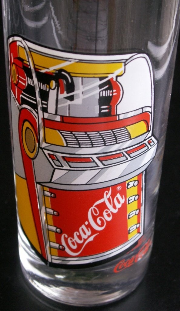 Coca Cola glas met afbeelding Jukebox Coca-Cola, Ophalen of Verzenden, Nieuw, Bierglas
