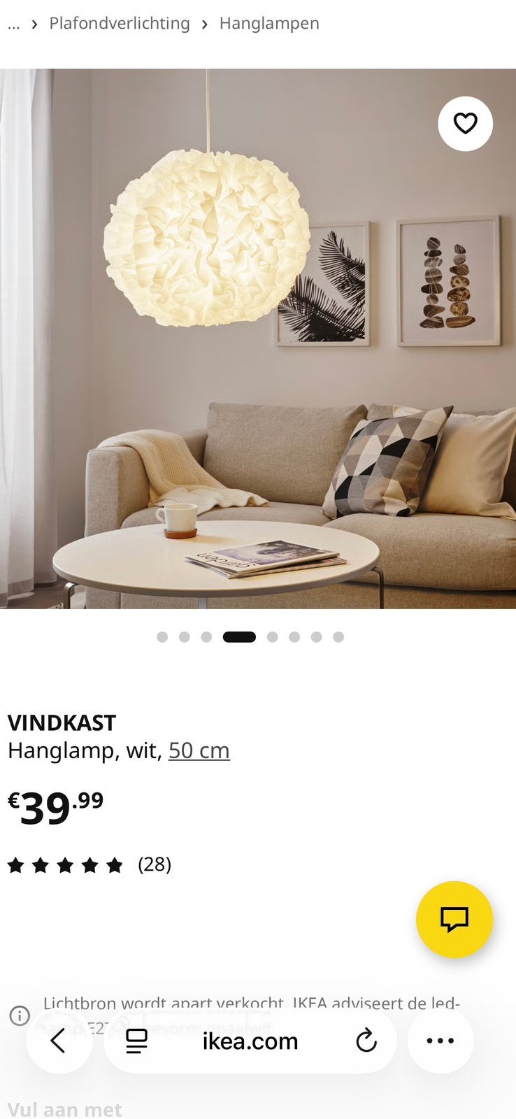IKEA Vindkast lamp - Nieuw in doos, Ophalen of Verzenden, Nieuw, Kunststof, 50 tot 75 cm