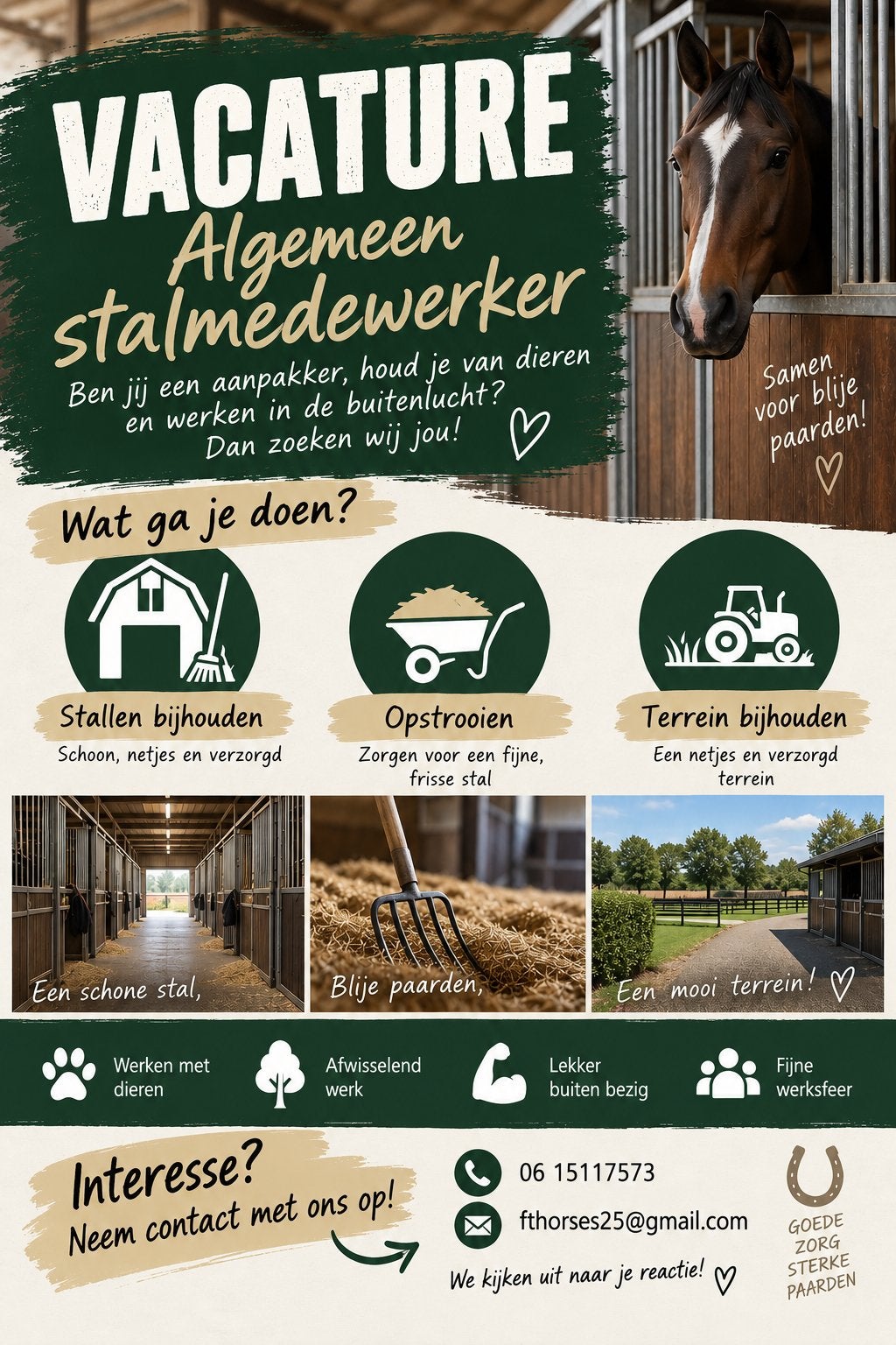 Vacature stal medewerker, Starter, Overige vormen, Overige niveaus, Geschikt als bijbaan