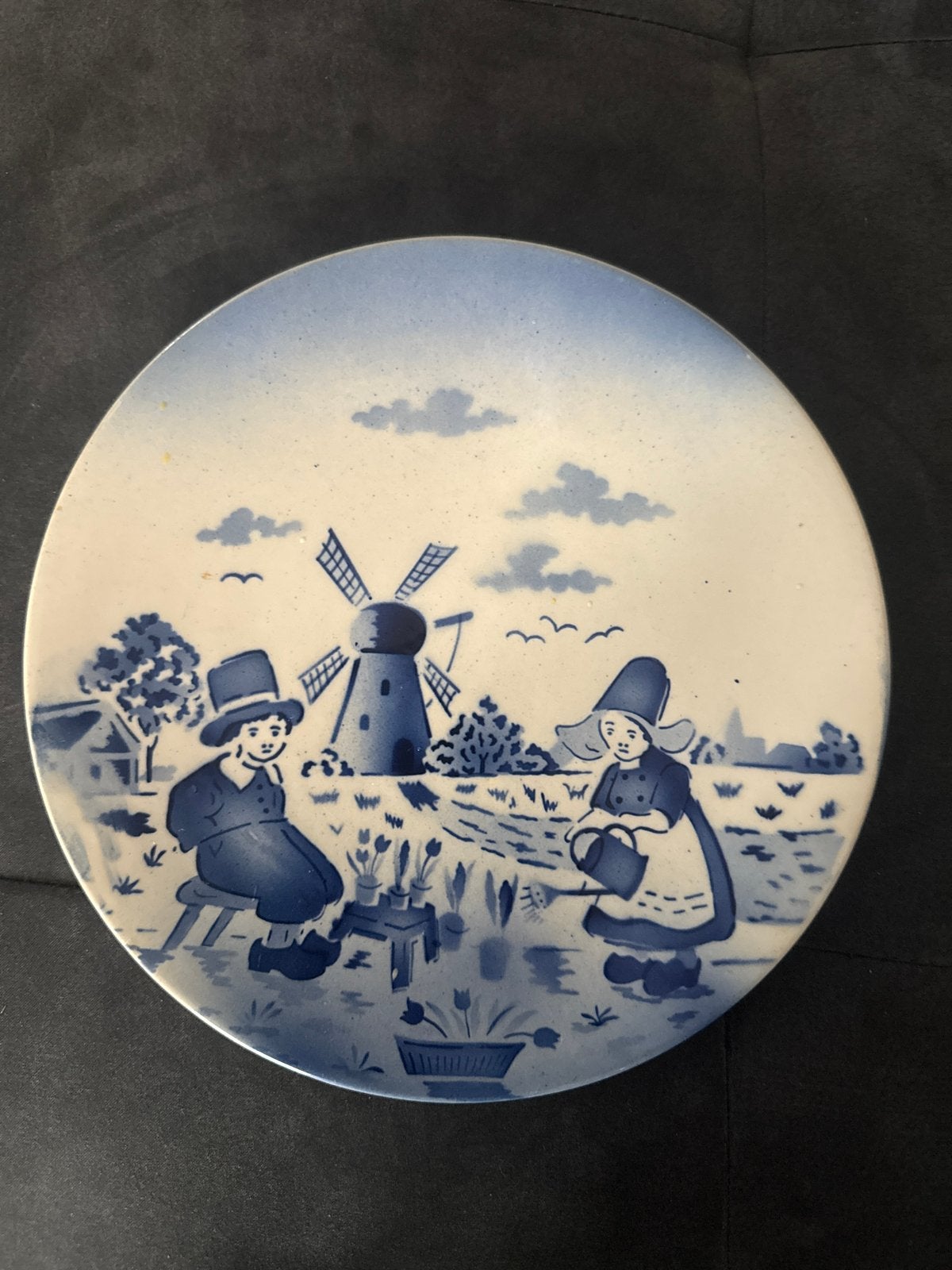Delfts Blauw wandbord met Hollands tafereel, Ophalen of Verzenden