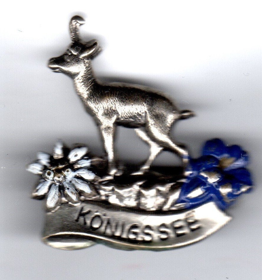 BROCHE KÖNIGSSEE STEENBOK EDELWEISS BEIEREN (A6), Verzamelen, Ophalen of Verzenden, Gebruikt, Overige onderwerpen