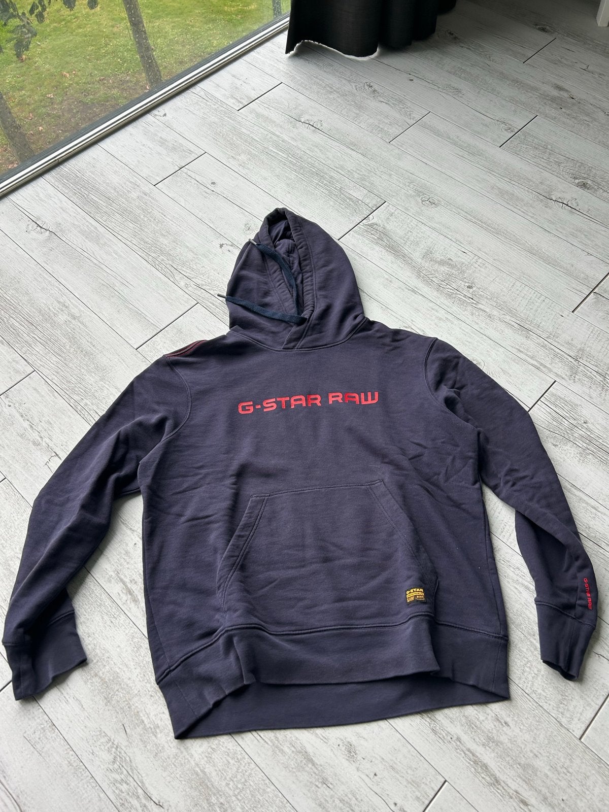 G-Star Raw Hoodie - Donkerblauw met Logo, Ophalen of Verzenden, Gedragen, Maat 52/54 (L), Blauw