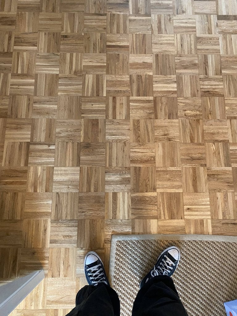 ±48 m2 eiken parket / houten vloer – mozaïek 30x30cm, 30 cm of meer, Minder dan 50 cm, Zo goed als nieuw, 10 m² of meer