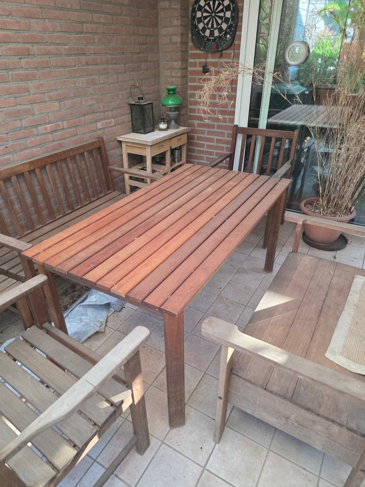 Houten tuinset met bank en stoelen, Ophalen