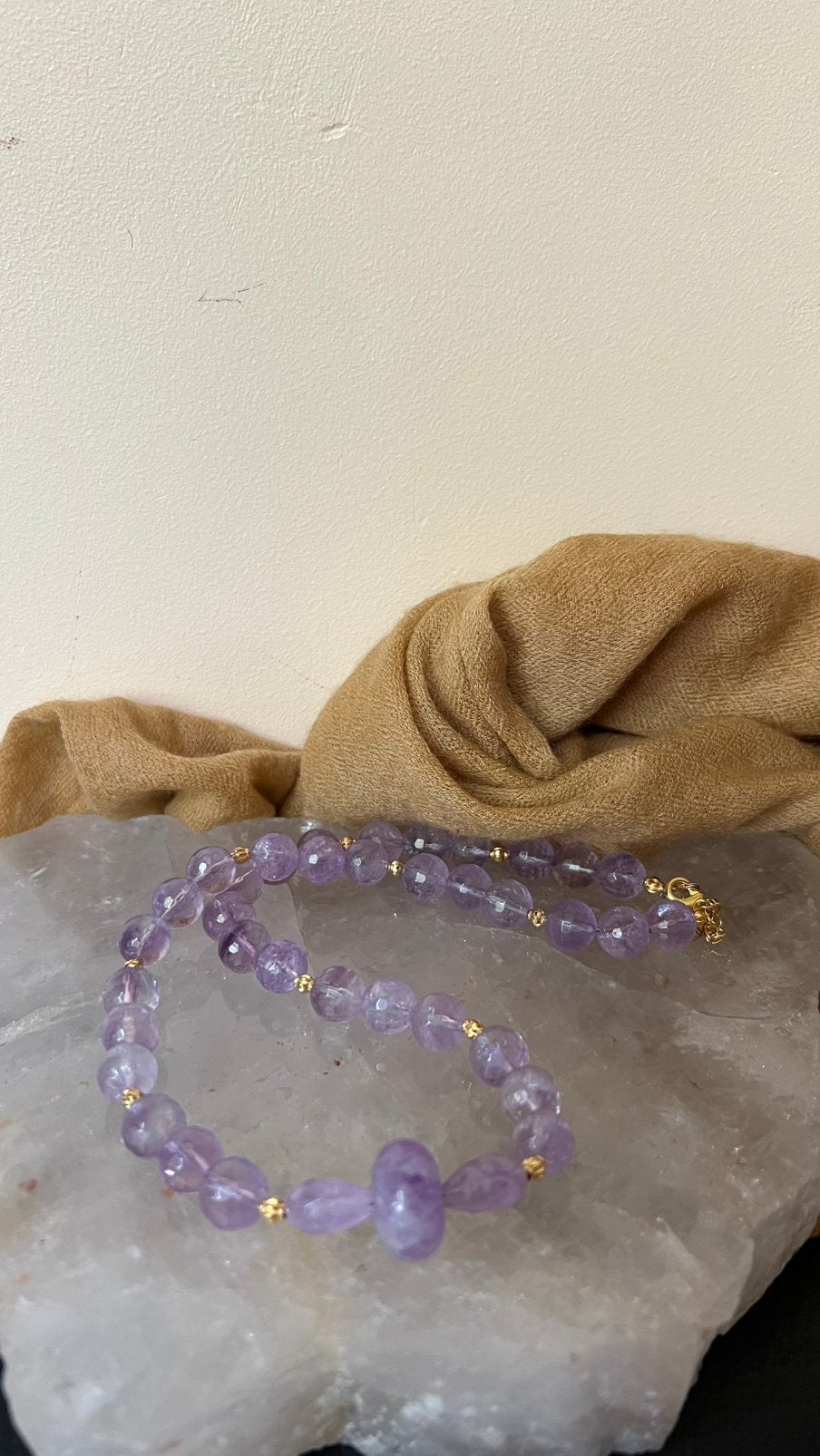 Lavendelkwarts amethist rozenkwarts beschermt liefde vrede, Sieraden, Tassen en Uiterlijk, Kettingen, Paars, Nieuw, Verstelbaar
