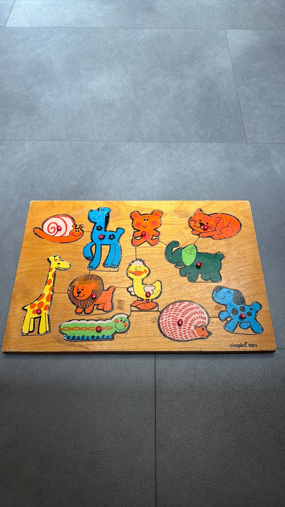 Simplex Toys houten dierenpuzzel met knopjes, ., Ophalen of Verzenden, Zo goed als nieuw, .