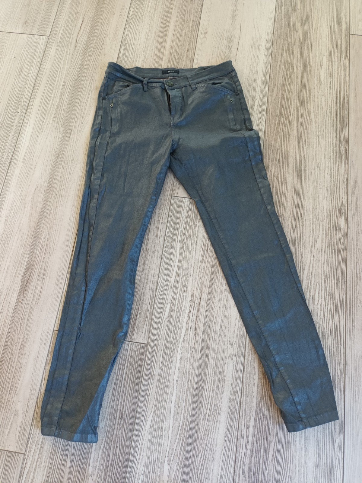 Opus Emily metallic broek maat 38, Maat 38/40 (M), Ophalen of Verzenden, Grijs, Gedragen
