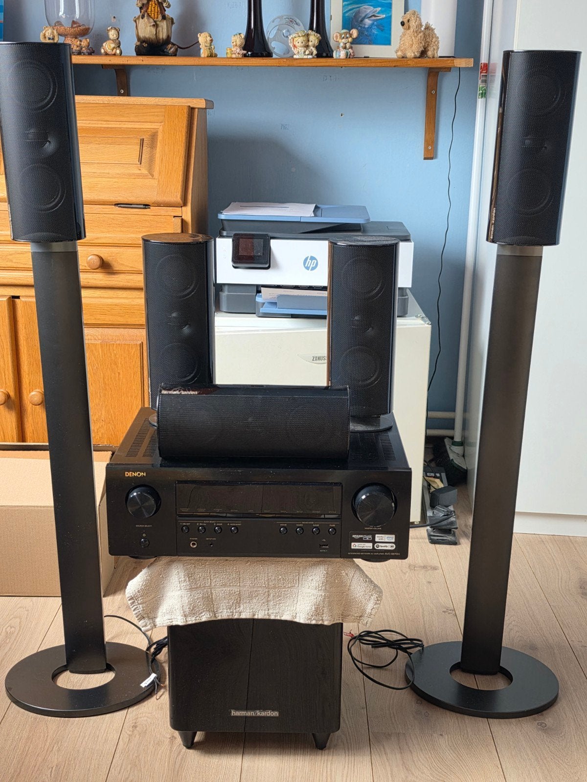Denon AVC-S670H Receiver met Harman Kardon 5.1 Speakerset, 70 watt of meer, Zo goed als nieuw, 5.1-systeem, Overige spelers