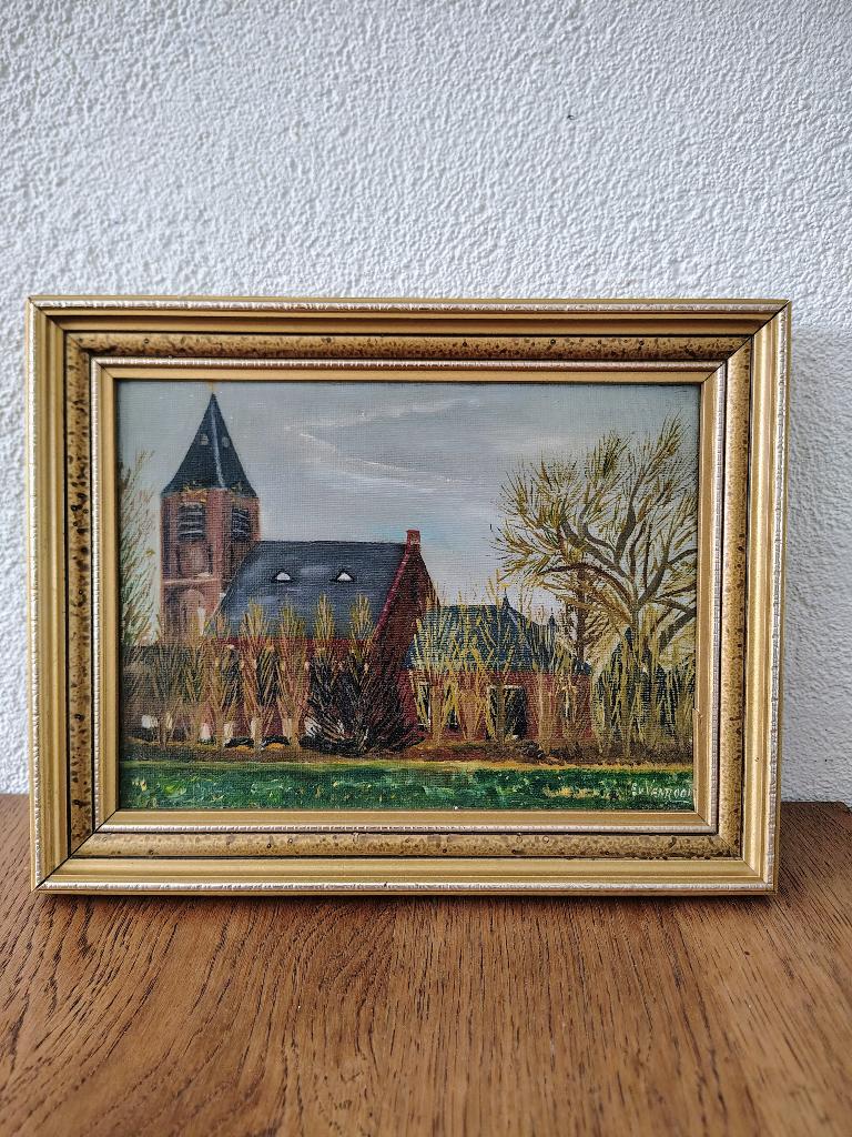 De kerk van Nootdorp / fraai schilderijtje, Verzenden