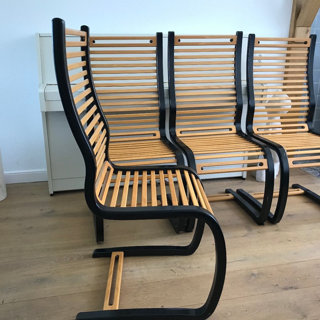 Set 4 Terje Hope Moremobler string stoelen chairs vintage, Ophalen, Bruin, Nvt, Nvt