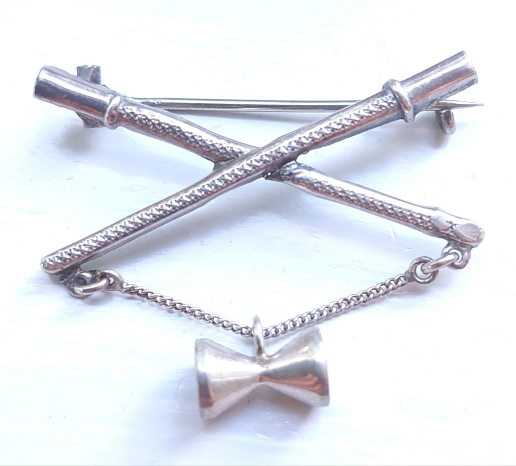Antiek zilveren Diabolo broche sieraad, Ophalen of Verzenden, Zilver, Broche