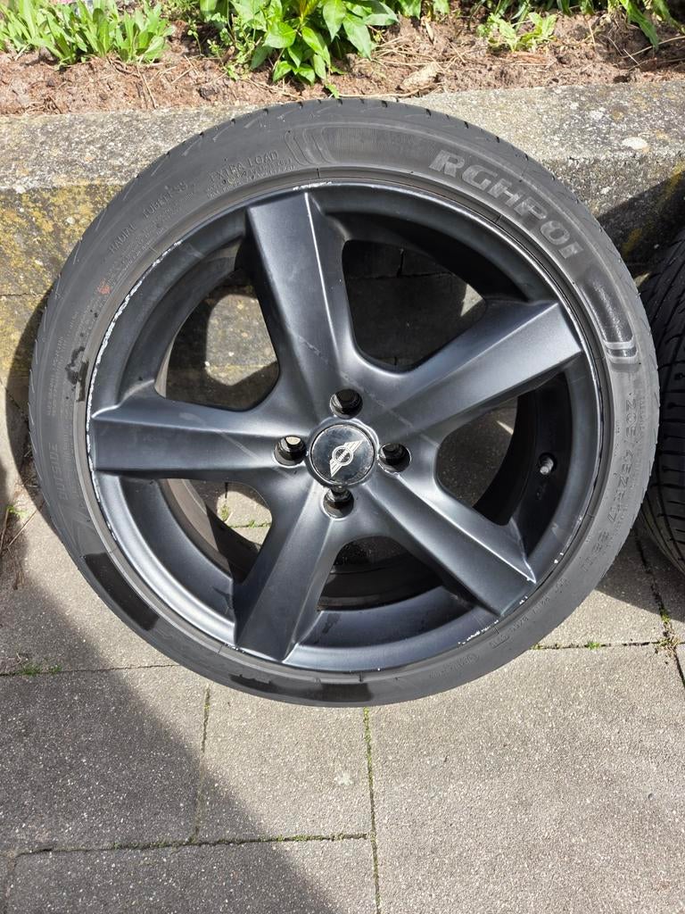 Dezent velgen 17 inch 4x100 met banden voor mini cooper r56, Auto-onderdelen, Ophalen, Gebruikt, Velg(en), 17 inch
