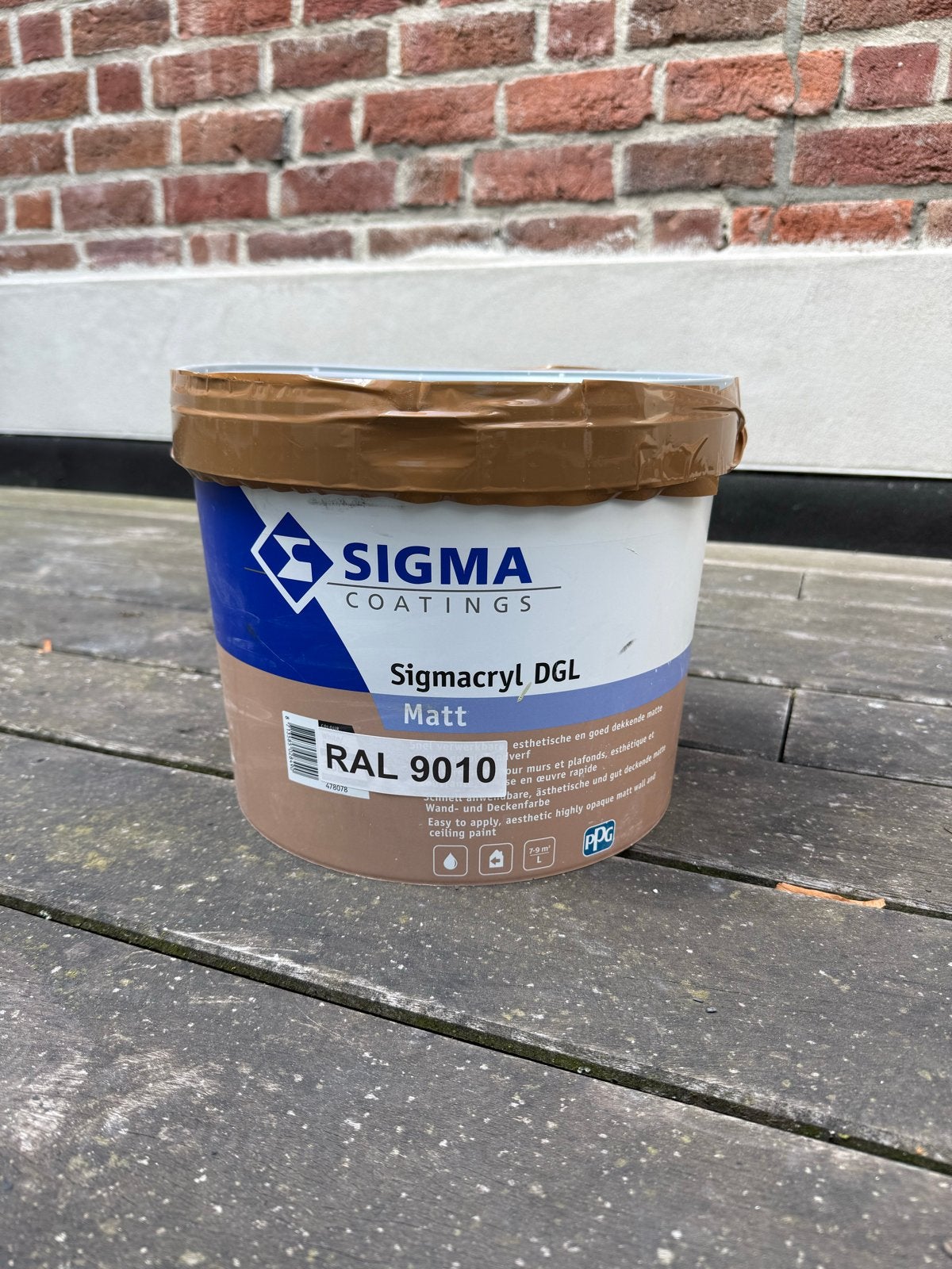 Sigma Sigmacryl DGL Matt RAL 9010 verf, 5 tot 10 liter, Wit, Nieuw, Ophalen of Verzenden