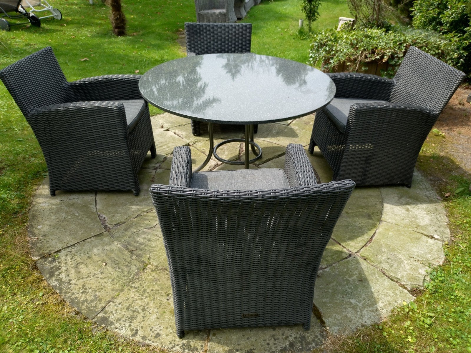 Set van 4 mooie Intenso wicker tuinstoelen, Ophalen, Gebruikt, Wicker