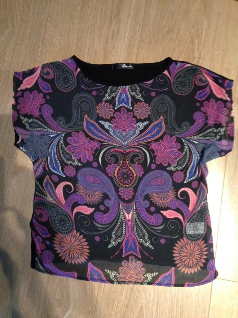shirt Nieuwstaat shirt jane norman mt 36 / s (b.39), Verzenden, Paars, Zo goed als nieuw, Korte mouw