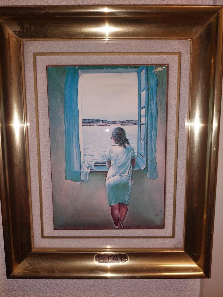 Schilderij in stijl van S. Dali - Meisje aan het venster, Antiek en Kunst, Ophalen