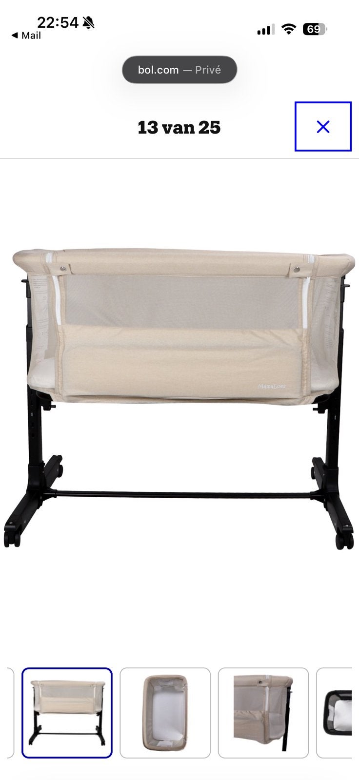 Beige co sleeper, Ophalen, Zo goed als nieuw, Wieg