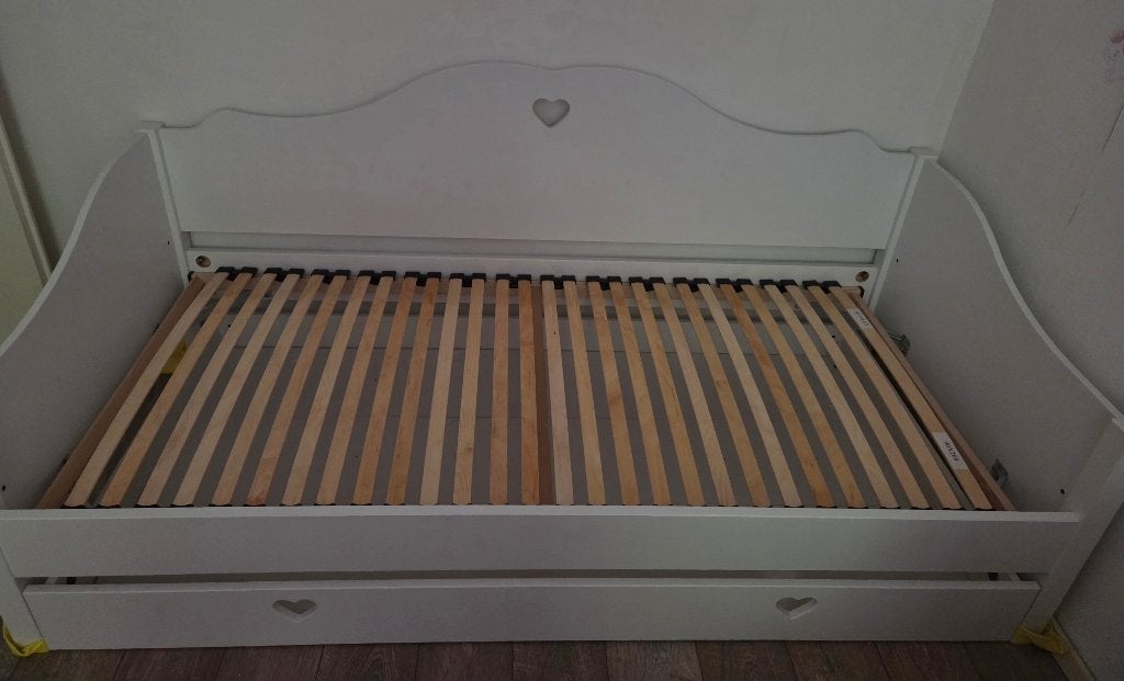 Kajuitbed met rolbed/opberglade 212x97x95 cm, Ophalen, 85 tot 100 cm, Zo goed als nieuw, Lattenbodem