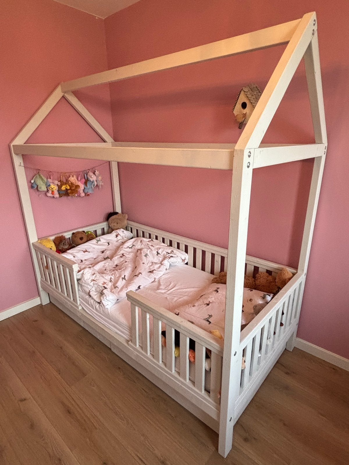 Origineel JORGS Steigerhout huisbed 90x200 - lades & lattenb, Ophalen, 85 tot 100 cm, Zo goed als nieuw, Lattenbodem
