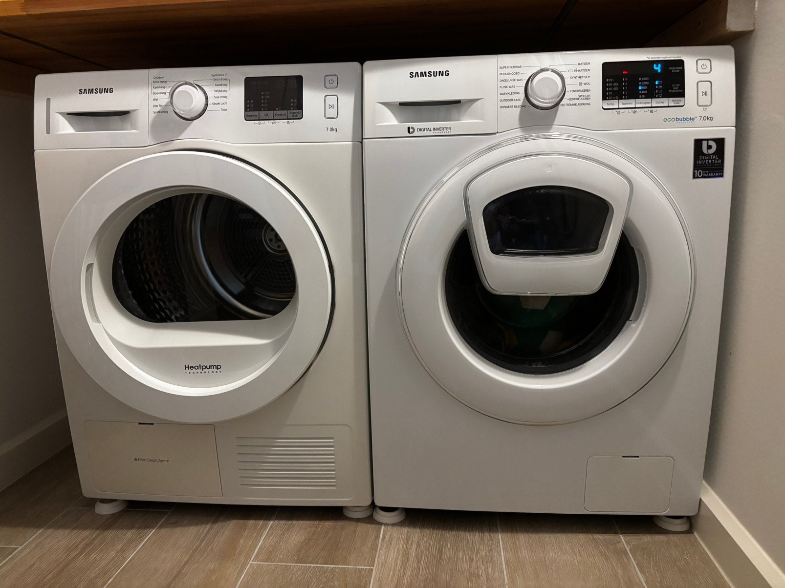 Samsung wasmachine + warmtepompdroger 7 kg – nette set