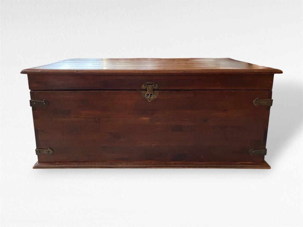 Houten dekenkist / salontafel met opbergruimte, Ophalen, Gebruikt, 100 tot 150 cm, 75 tot 100 cm