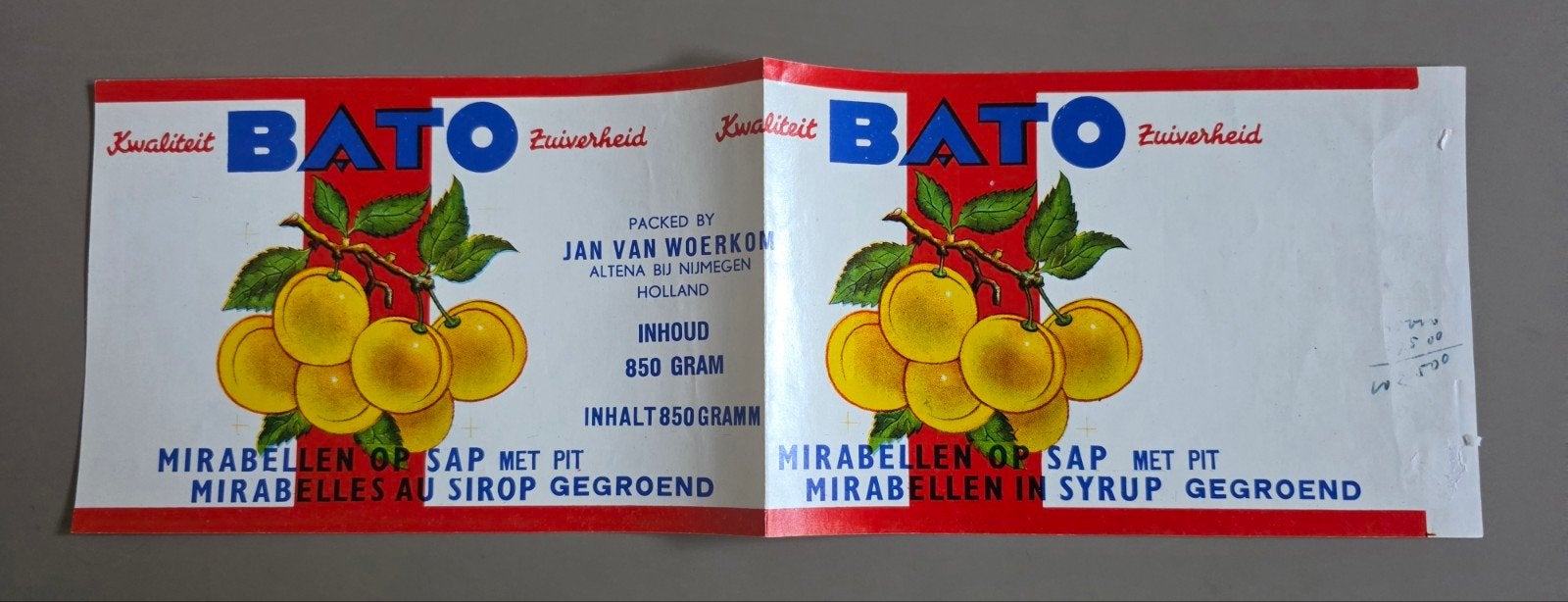 097) ORIGINEEL ETIKET BATO JAN VAN WOERKOM NIJMEGEN, Verzenden, Gebruikt, Overige typen