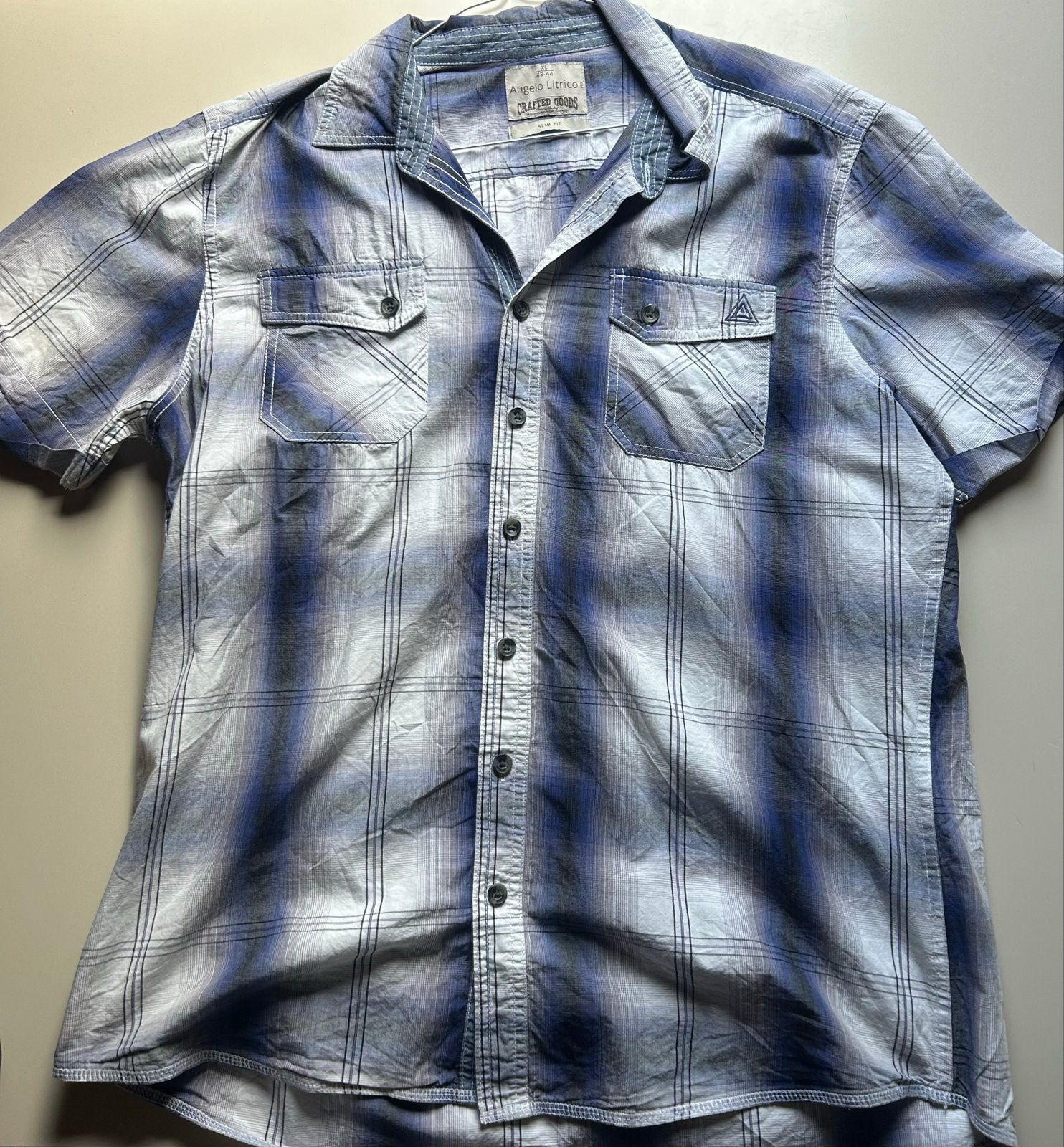 Angelo Litrico Geruit Overhemd - Slim Fit - Maat XL, Ophalen of Verzenden, Zo goed als nieuw, Blauw, Halswijdte 43/44 (XL)