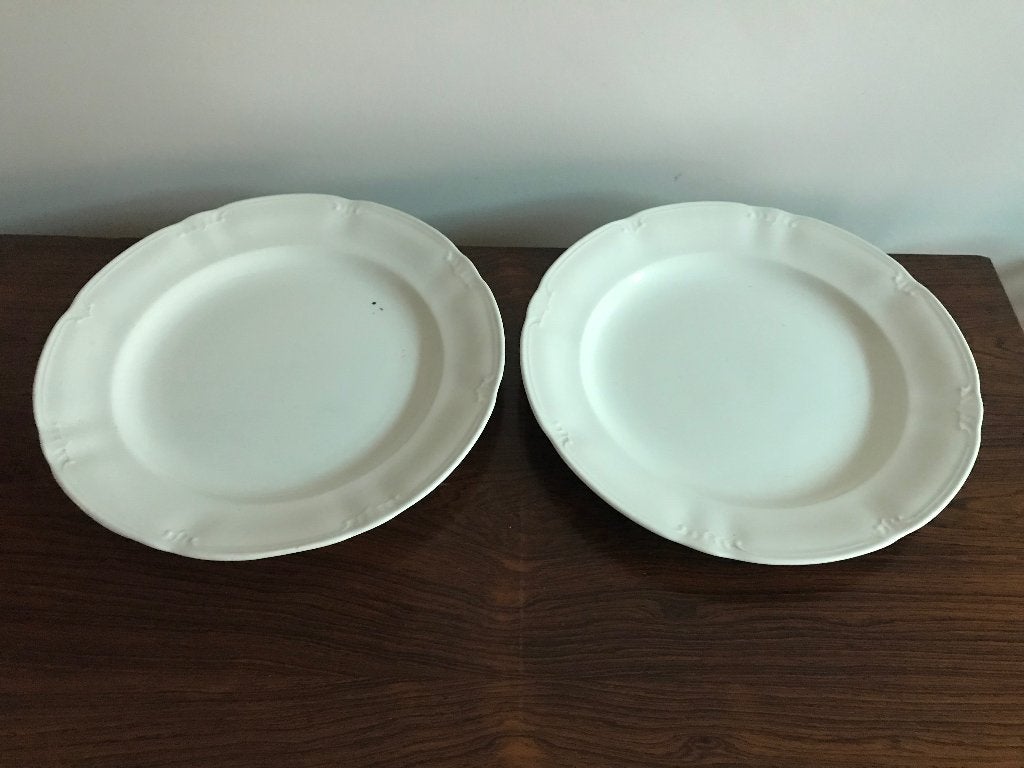 Boch Set van 2 oude borden ivoor kleur landelijk 28,5 cm, Antiek en Kunst, Ophalen of Verzenden