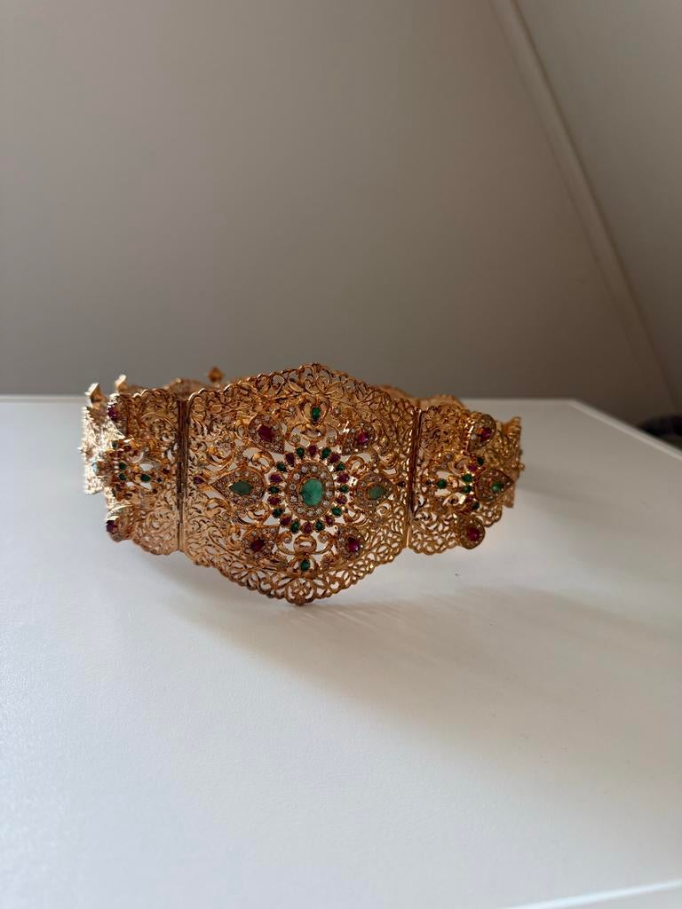 Handgemaakte Zilveren Marokkaanse Riem met 18K Goud, Kleding | Dames, Riemen en Ceinturen, Overige kleuren, 5 cm of meer, Minder dan 80 cm