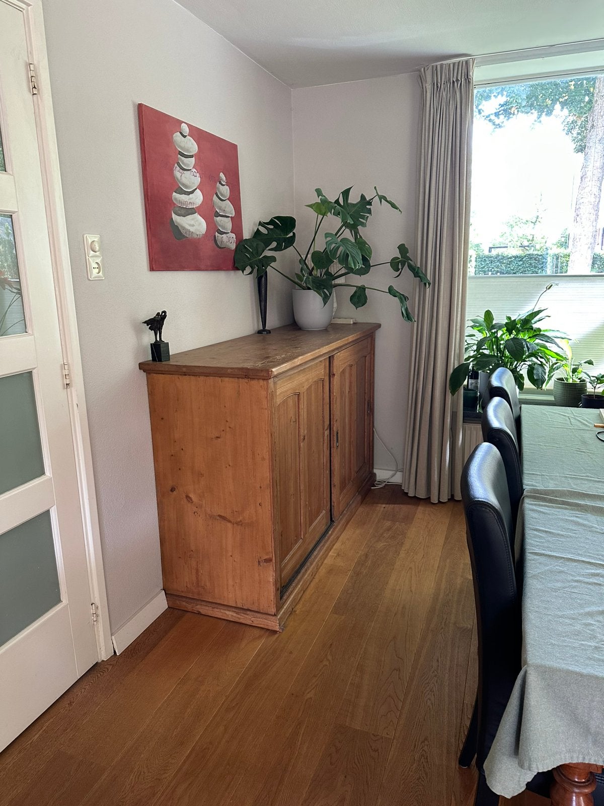 Grenen houten kast, Ophalen, Met plank(en), Gebruikt, 100 tot 150 cm