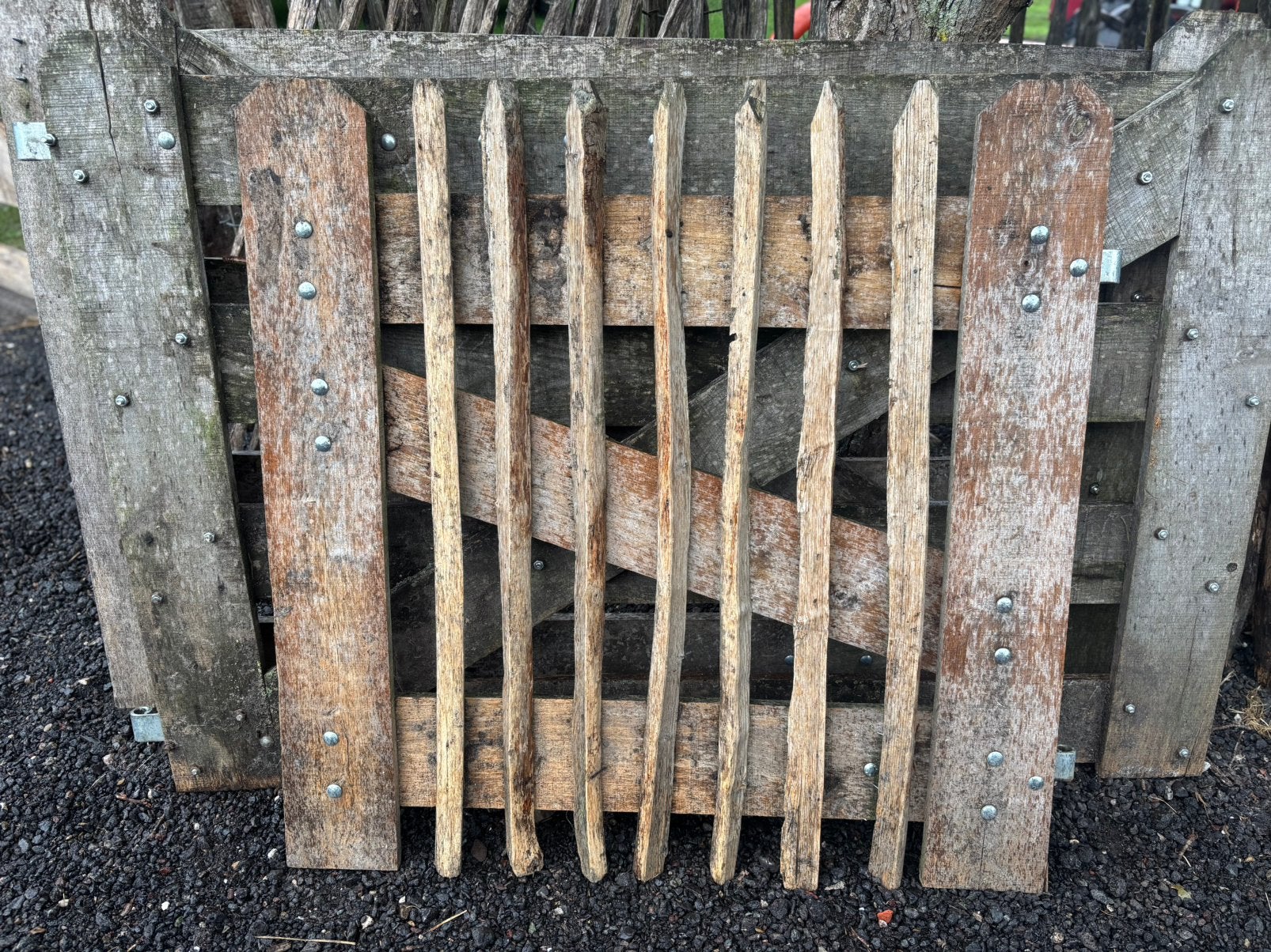 Kastanjehouten loophek / tuinhek 100 x 100 cm incl. beslag, Tuin en Terras, Tuinhekken en Hekwerk, Ophalen, Gebruikt, Hout, Tuinhek