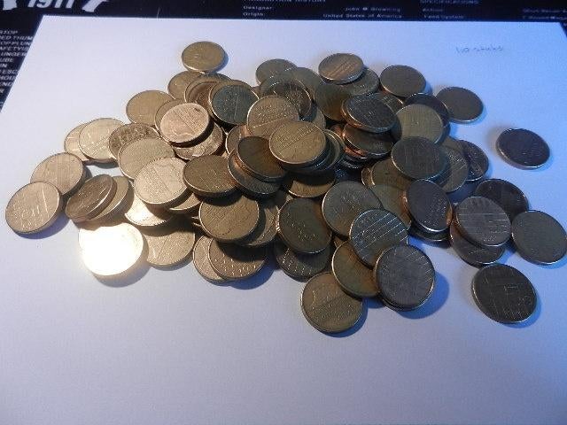5 gulden  voor gokkast  of  zo  110 stuks, Overige munten, Ophalen of Verzenden, Gebruikt