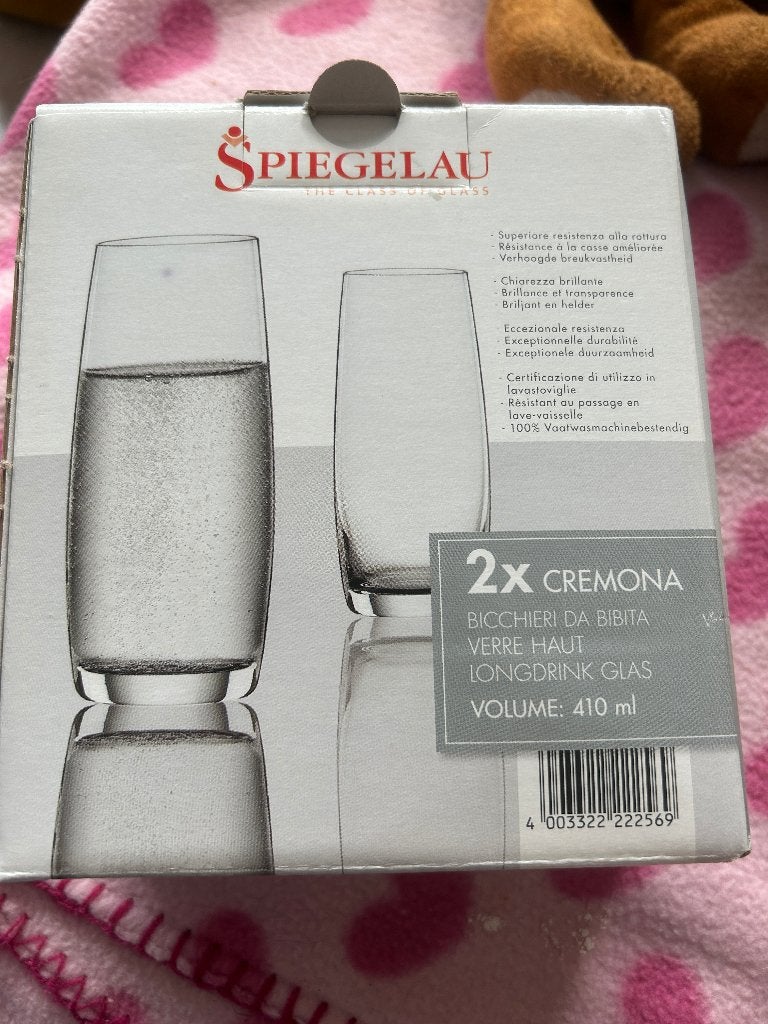longdrink glazen spiegelau nieuw in doos twee stuks in doos, Ophalen of Verzenden, Nieuw, Frisdrankglas