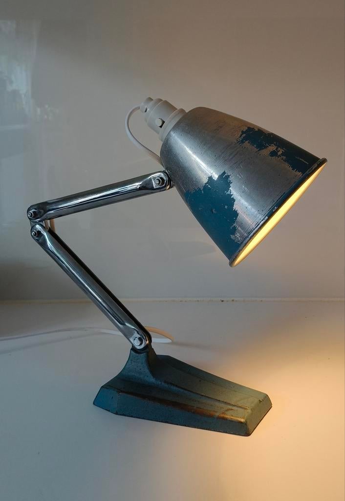 Vintage prachtig Gepatineerde Tafellamp Bureaulamp, Antiek en Kunst, Antiek | Lampen, Ophalen of Verzenden