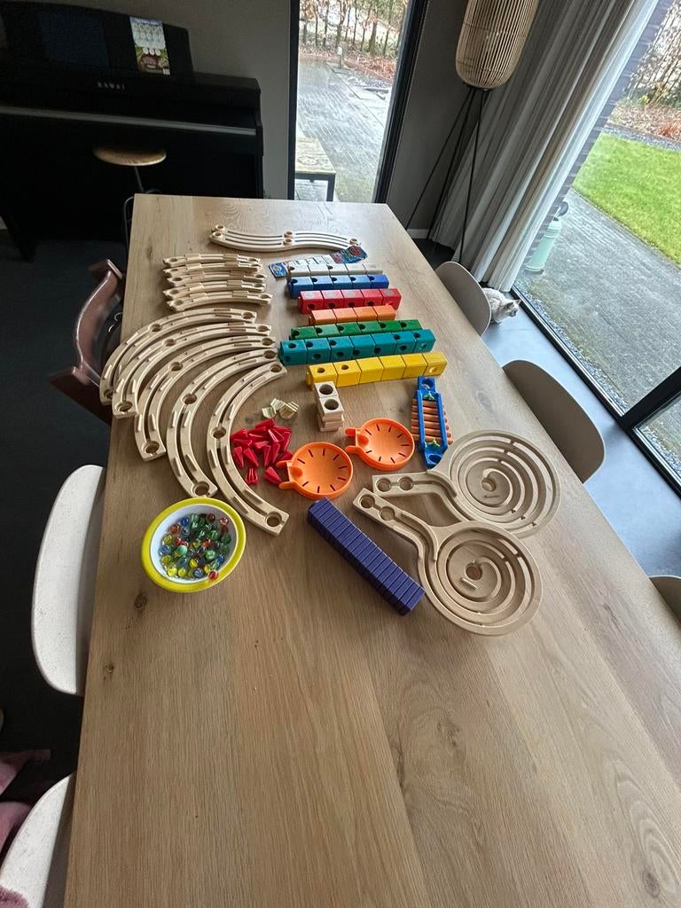 Hape Quadrilla knikkerbaan zeer compleet en in goede staat!, Kinderen en Baby's, Speelgoed | Houten speelgoed, Ophalen of Verzenden