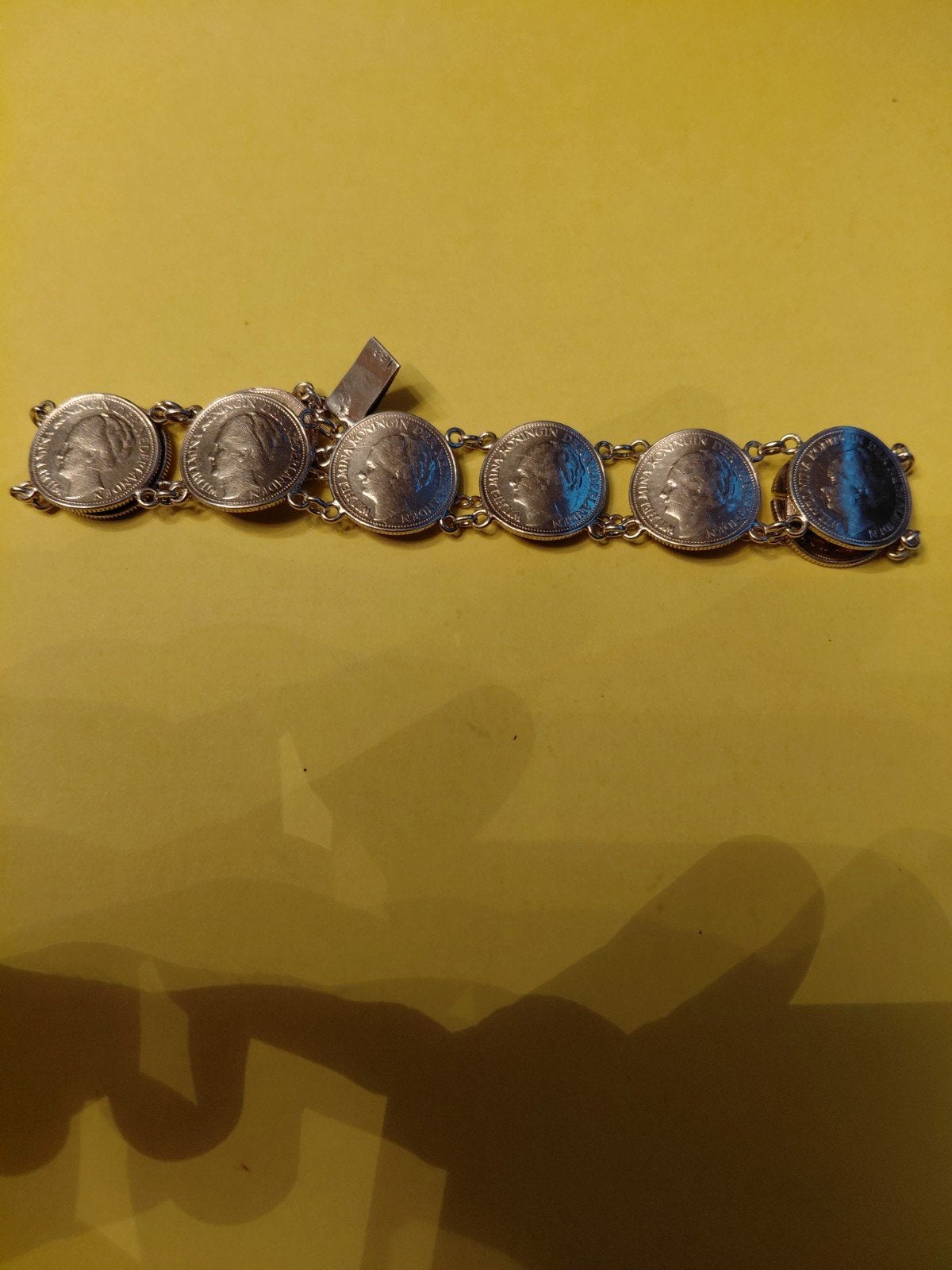 Zilveren armband gemaakt van kwartjes uit 1941 en 1939, Verzenden, Nieuw, Zilver, Zilver