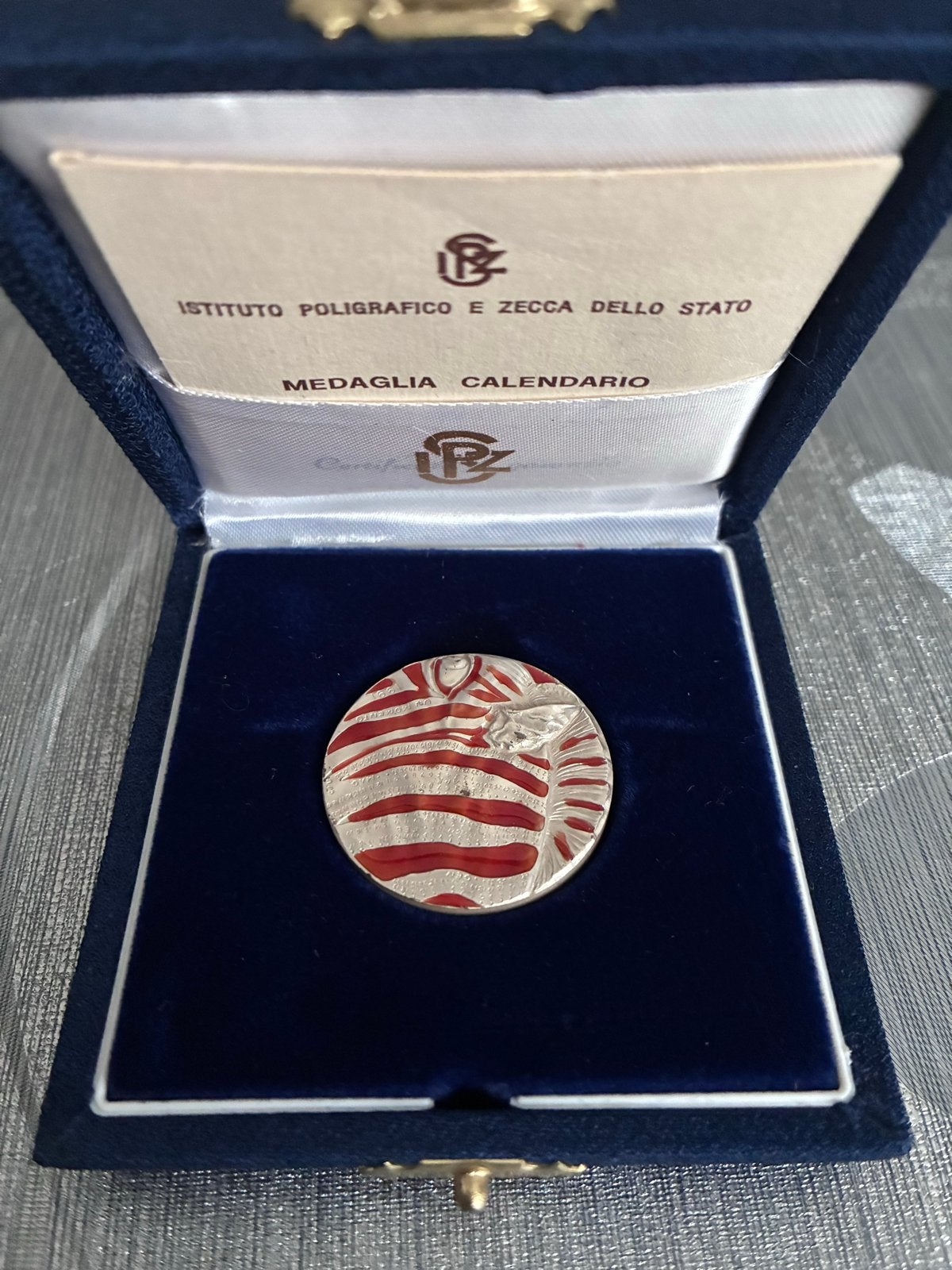 Zeldzame Italiaanse Medaglia Calendario in originele doos, Ophalen of Verzenden, Zilver, Buitenland