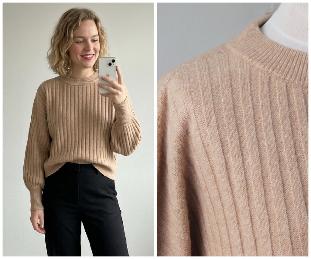 Yaya - NIEUW comfortabele geribde trui beige - maat M, Maat 38/40 (M), Verzenden, Beige, Nieuw