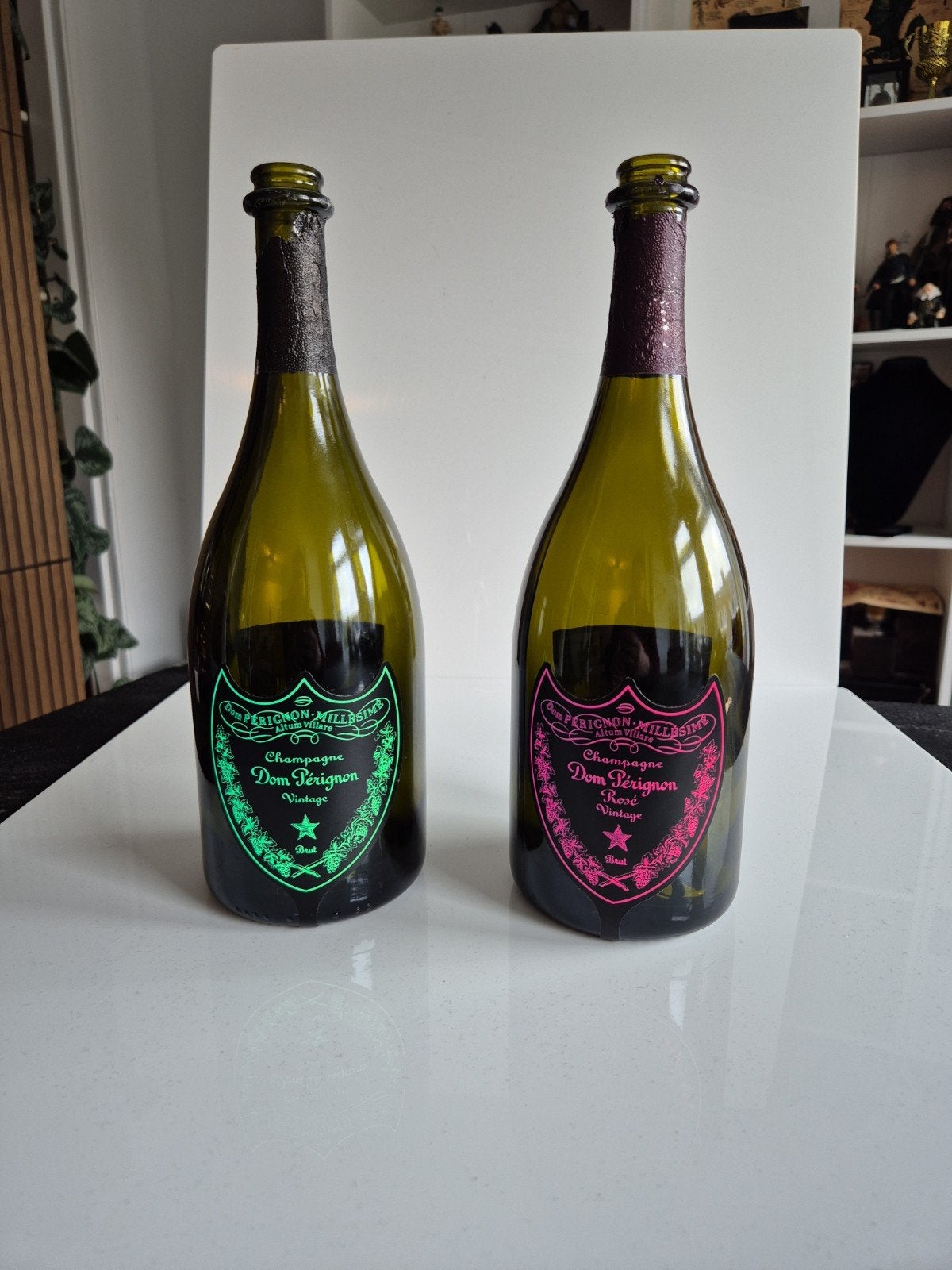 Dom Pérignon LED Flessen LEEG - Groen & Roze (Set van 2), Gebruikt, Meerkleurig, Ophalen of Verzenden, Modern