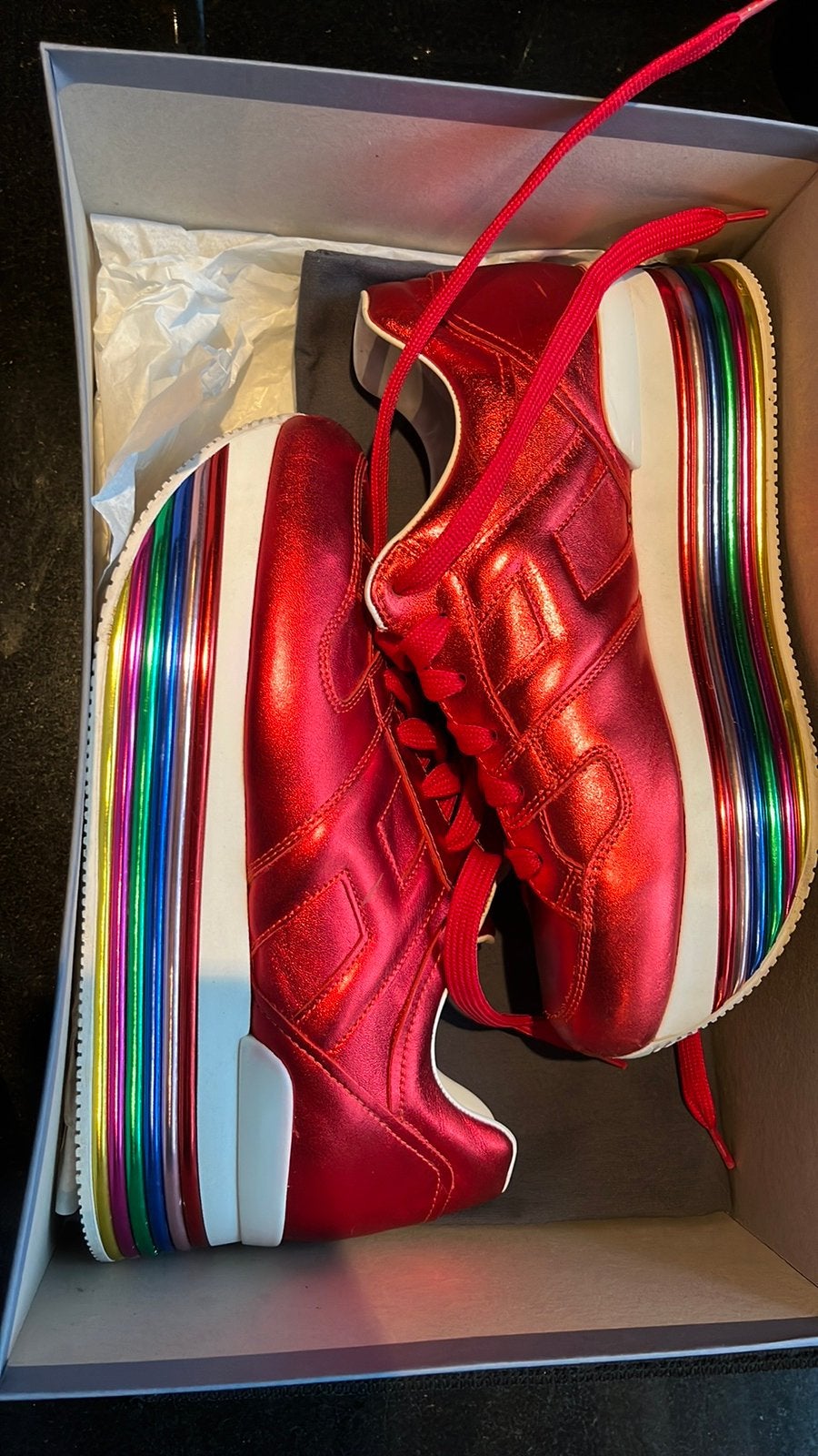 Hogan rainbow platform sneaker, Kleding | Dames, Ophalen of Verzenden, Zo goed als nieuw, Wit, Sneakers of Gympen