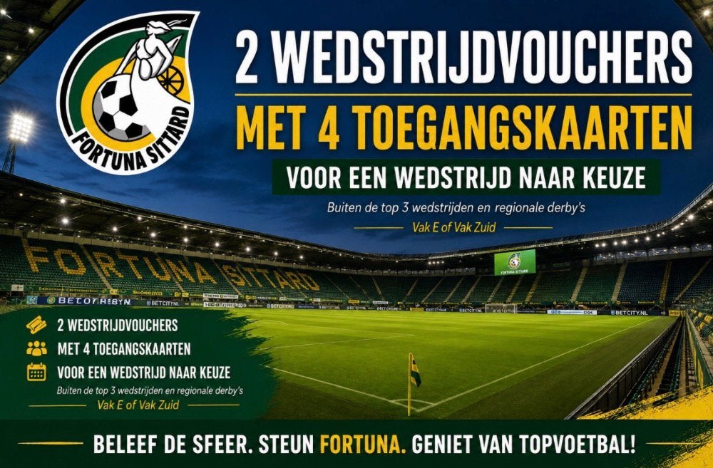 Fortuna Sittard voucher - 4 wedstrijdkaarten naar keuze, Tickets en Kaartjes, Losse kaart, Drie personen of meer