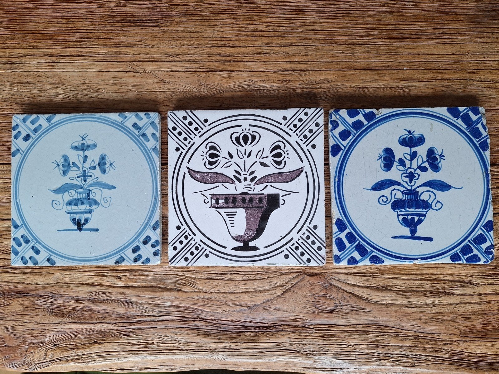 3 tegels in goede staat - 13.2x13.2 cm, 8mm dikte, Antiek en Kunst, Ophalen of Verzenden